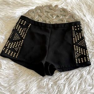 XXI Black Short Shorts with Gold Metal Embellishments Size Small